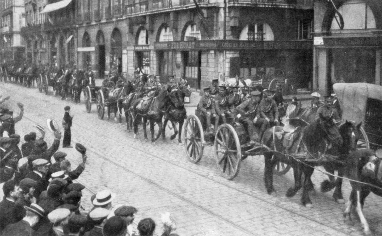 Brittiskt hästdraget artilleri i Rouen, Frankrike, augusti 1914, 1926 av Unbekannt