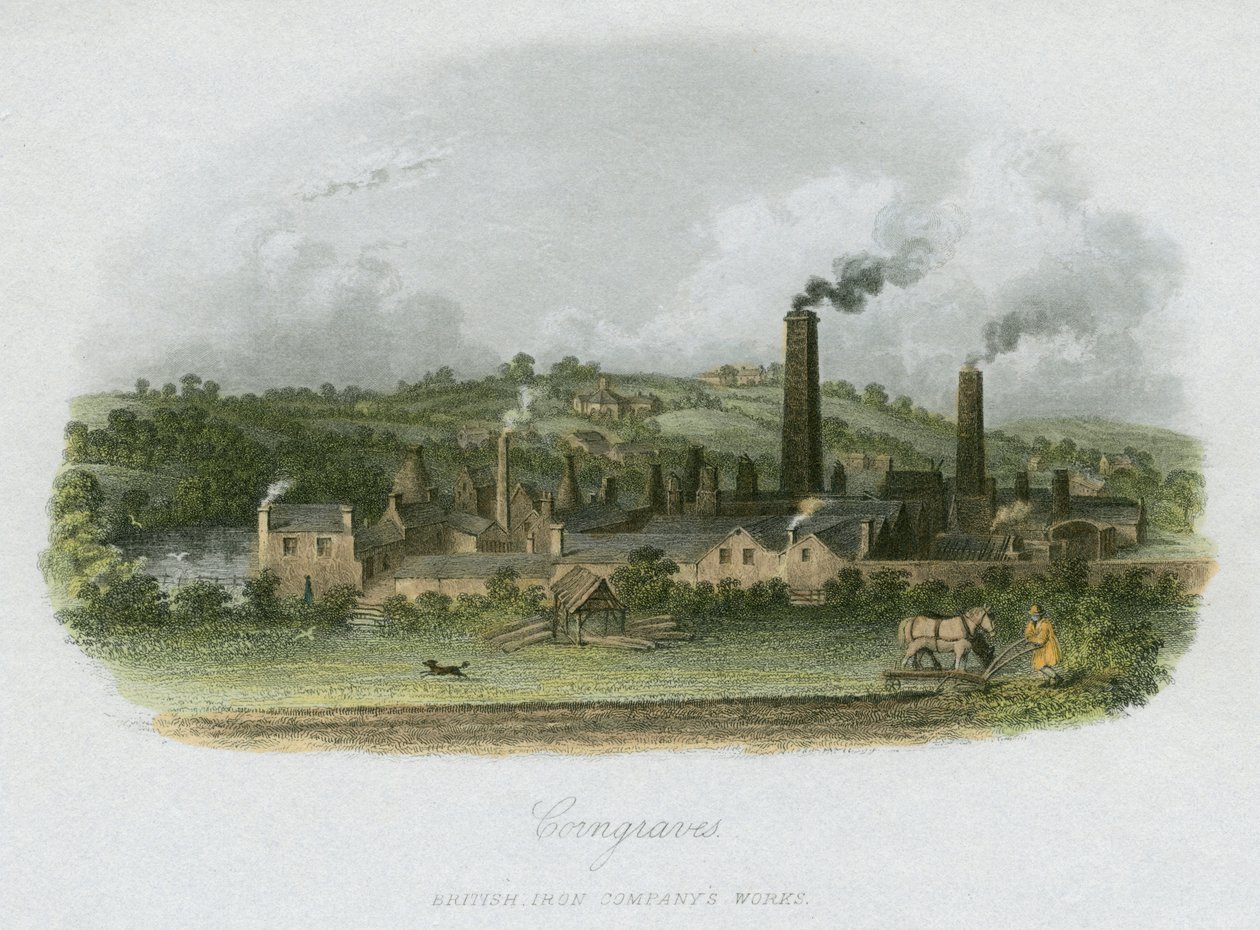 British Iron Company arbetar i Corngreaves, nära Halesowen, West Midlands, c1835 av Unbekannt