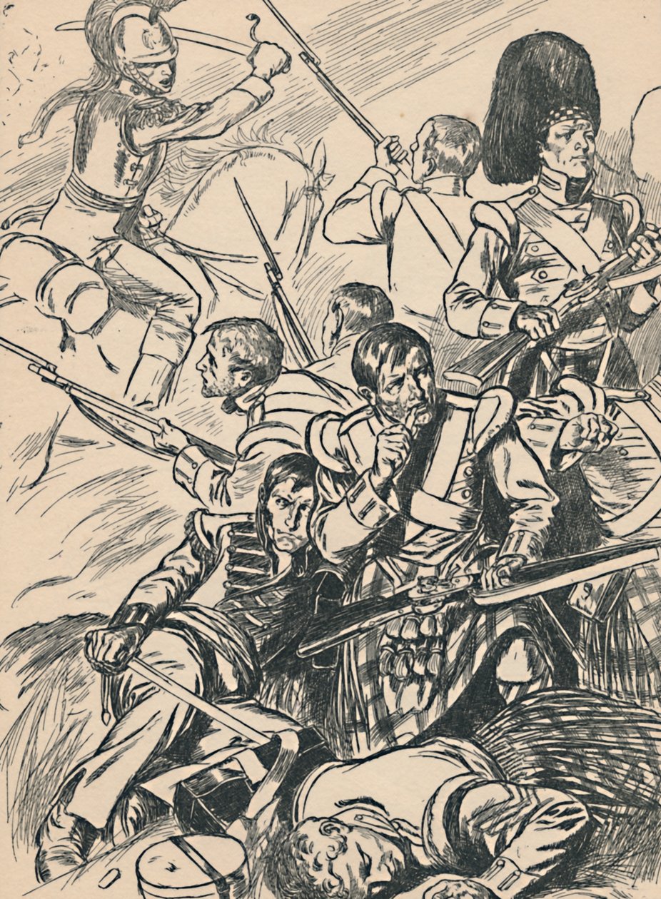 Brittiska soldater i slaget vid Waterloo, c1907 av Unbekannt