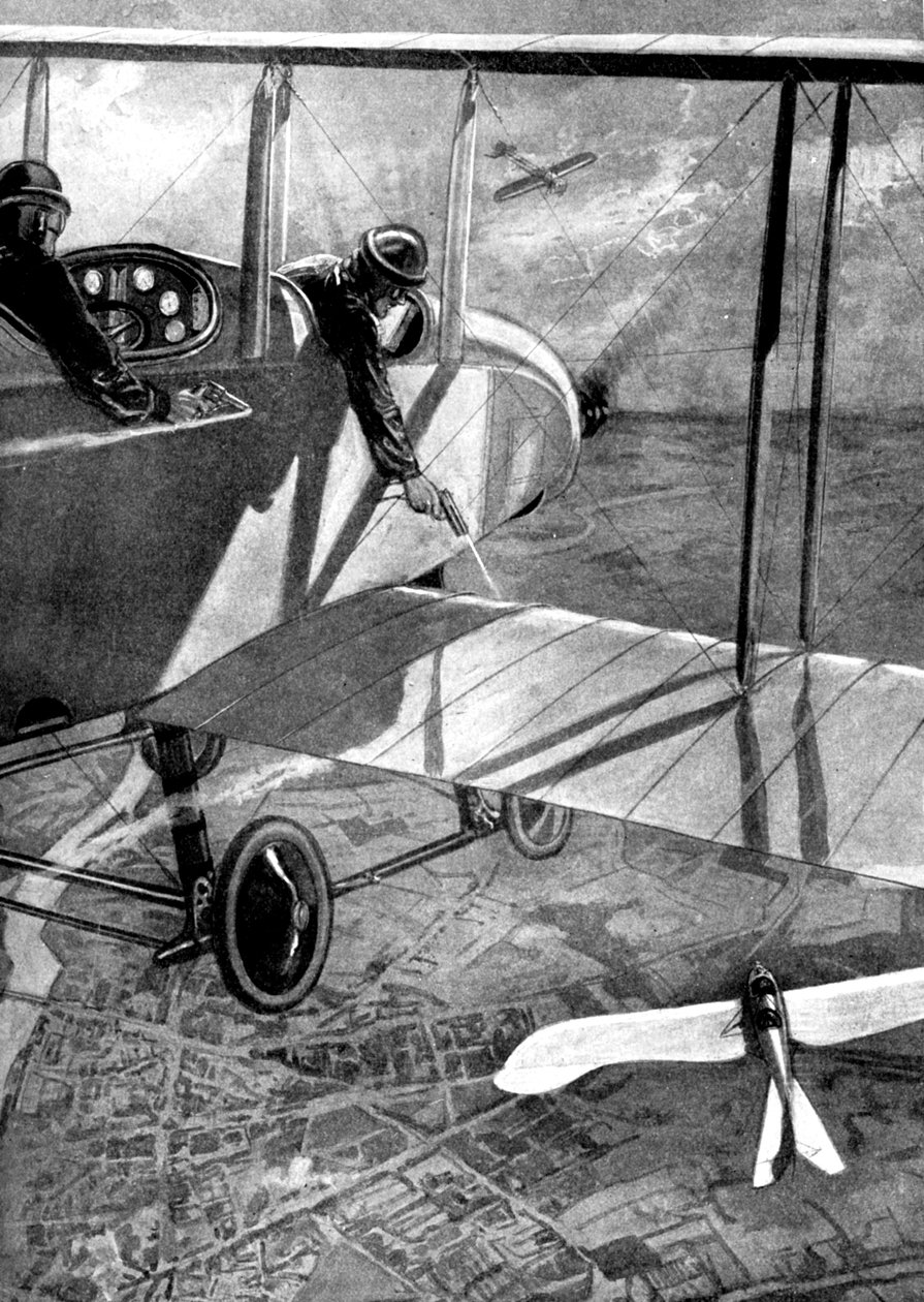 Brittiskt biplan mot tyska Taube, första världskriget, 1914 av Unbekannt