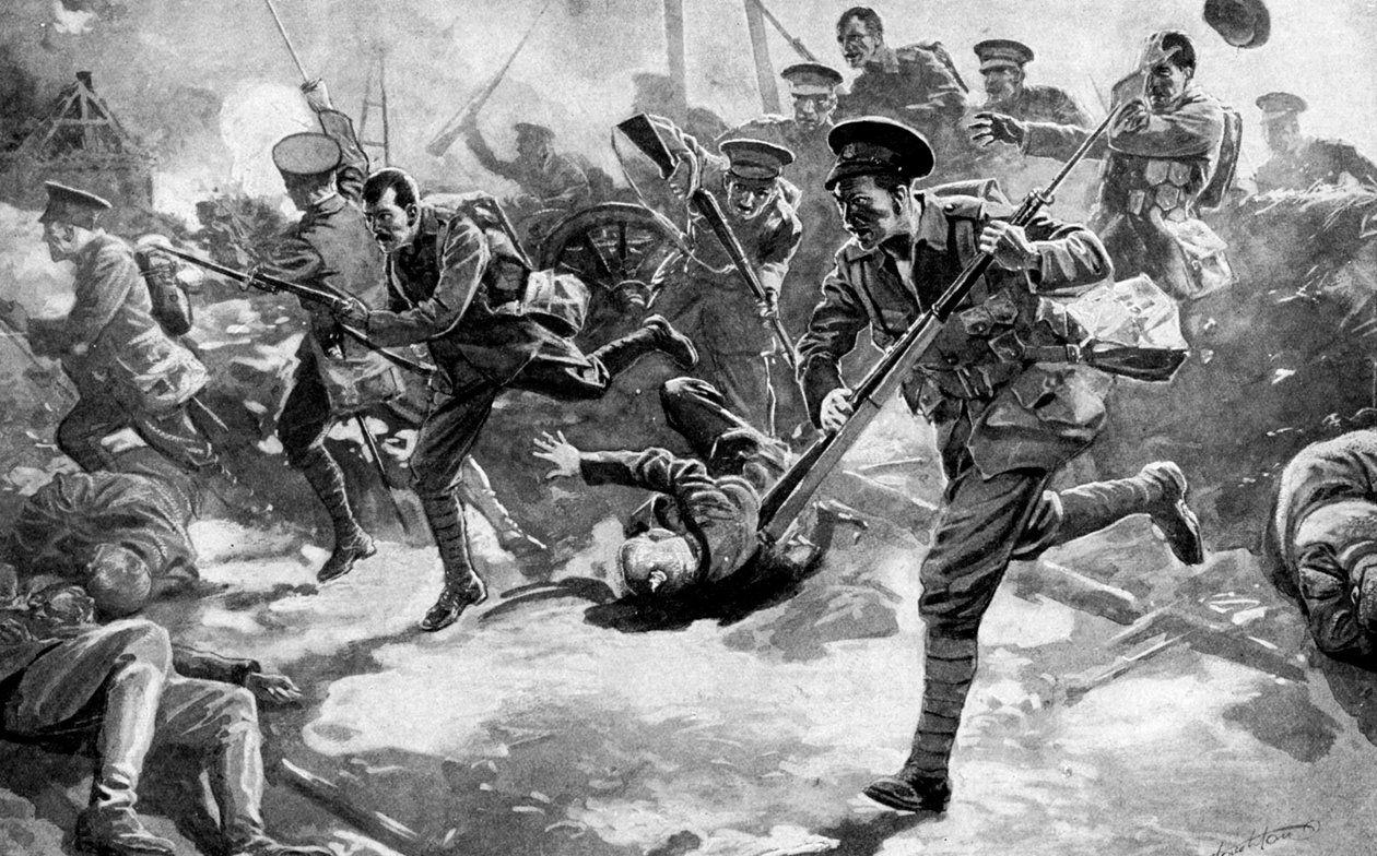 Brittiskt infanteristrid med tyska styrkor, första världskriget, 1914 av Unbekannt