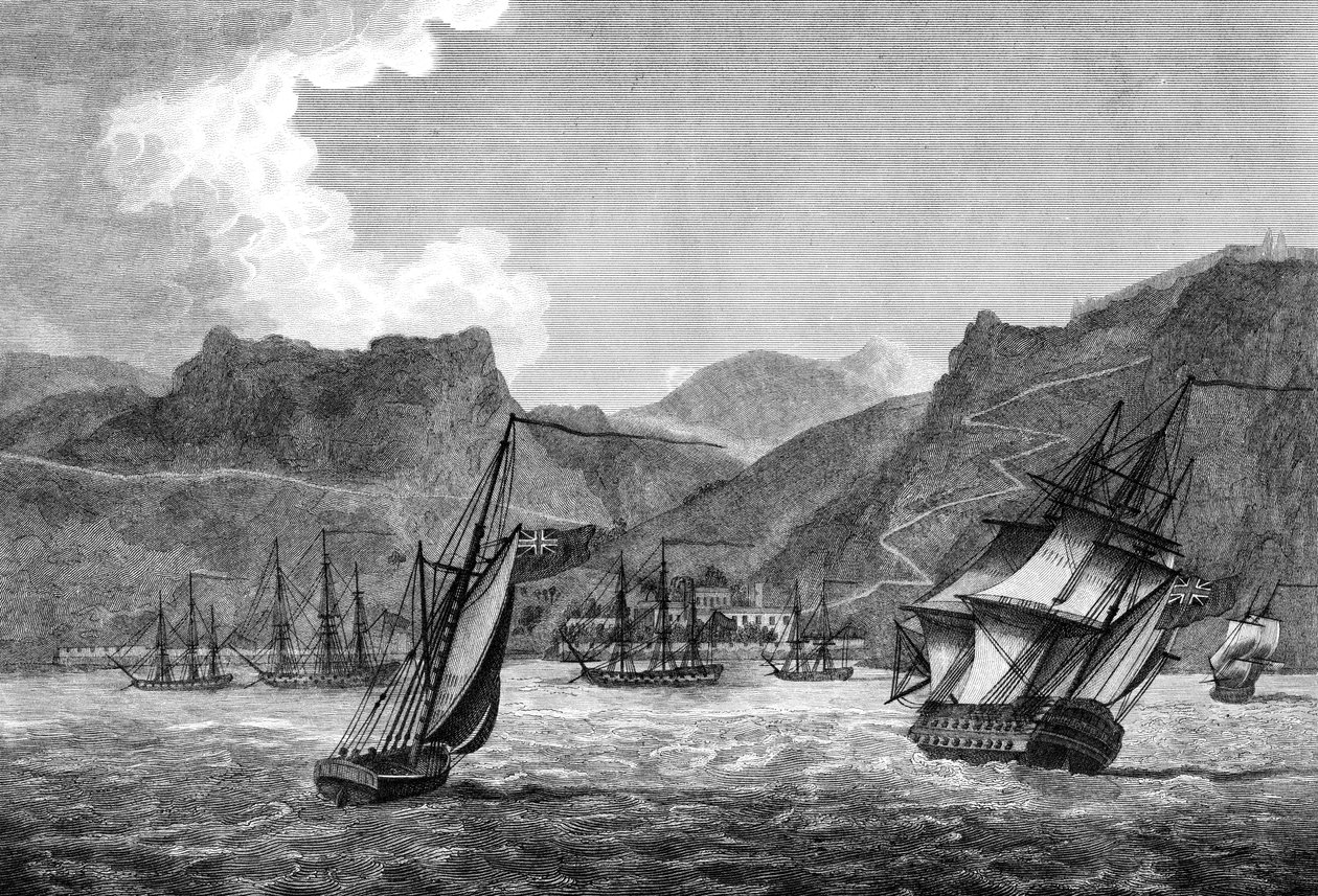 Brittisk sjöfart utanför St Helena, 1817 av Unbekannt