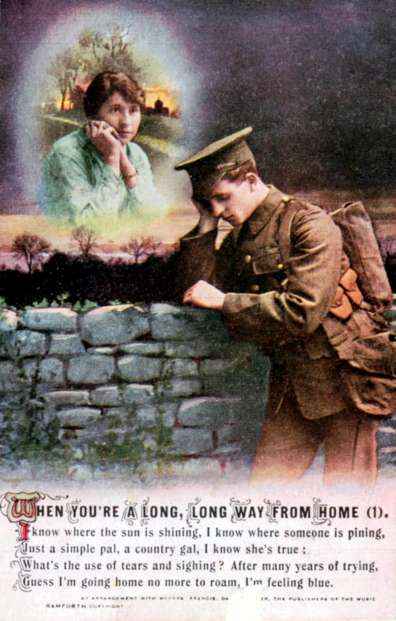 Brittisk soldat drömmer om sin landskäraste hemma, första världskriget, 1914-1918 av Unbekannt