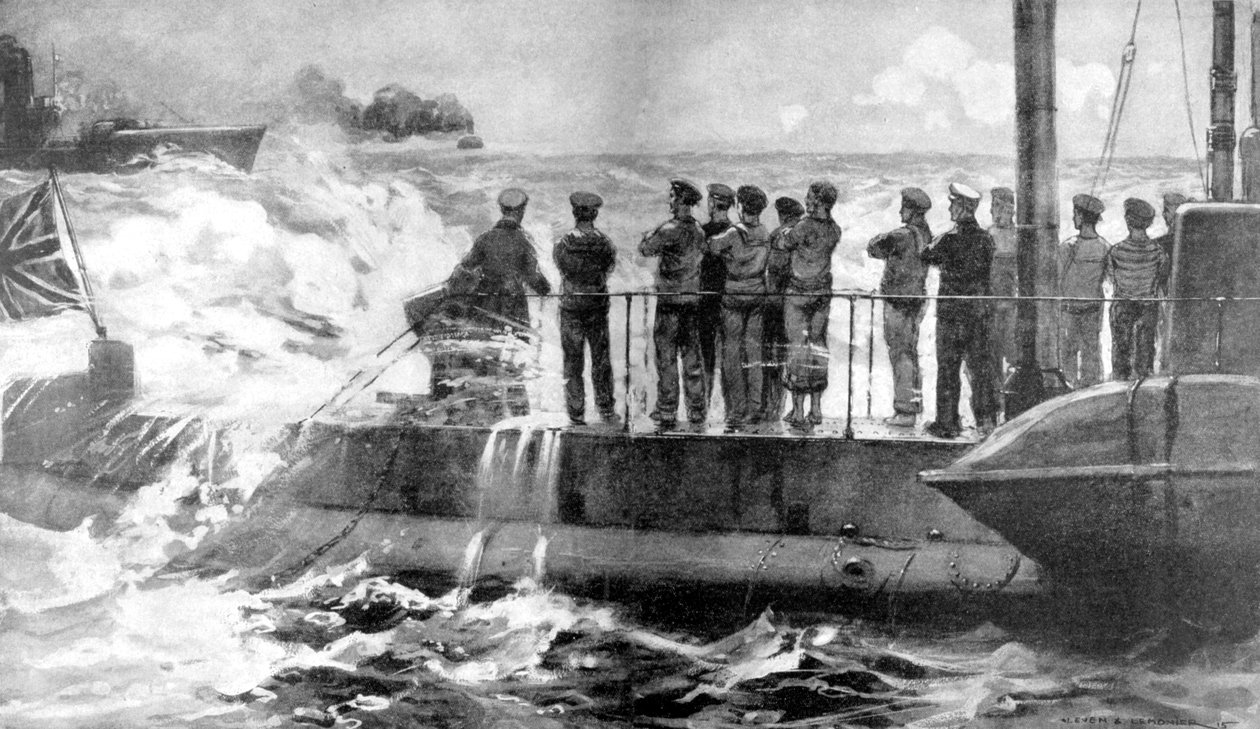 Brittisk ubåt E-13 i Östersjön för att hjälpa ryssarna, första världskriget, 1915 av Unbekannt