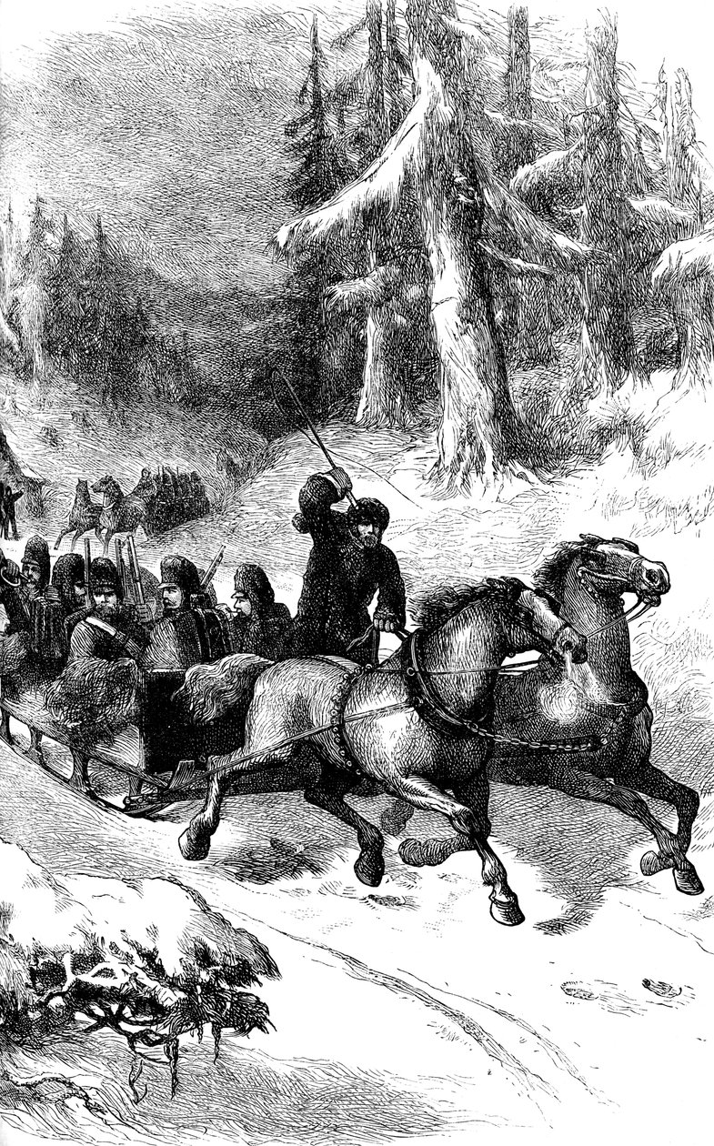 Brittiska trupper transporterades genom Kanada på vintern, c1860-talet c1880 av Unbekannt