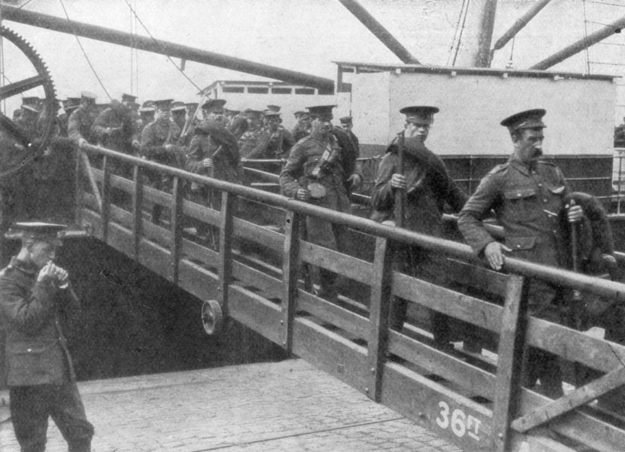 Brittiska trupper landstigning i Frankrike, 7 augusti 1914 av Unbekannt