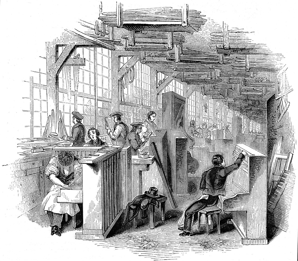 Broadwoods pianofabrik, Horseferry Road, Westminster, London, 1842 av Unbekannt
