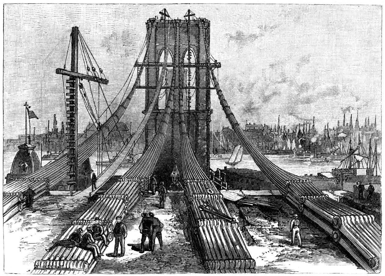 Brooklyn Suspension Bridge, New York, USA: kabelförankring på Brooklyns kust, 1883 av Unbekannt