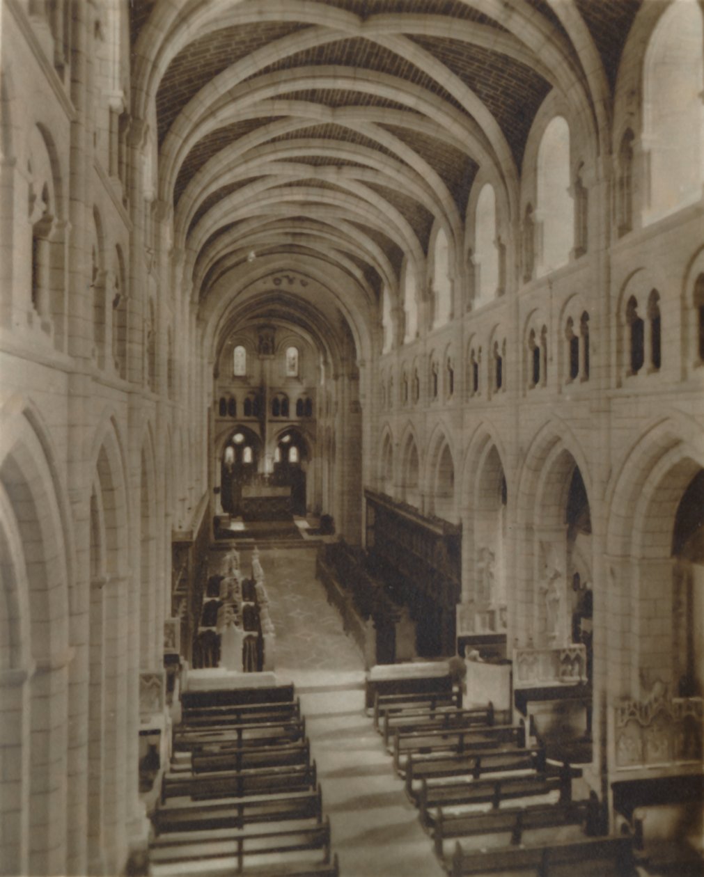 Buckfast Abbey Church Interiör, sent 1800-tidigt 1900-tal av Unbekannt