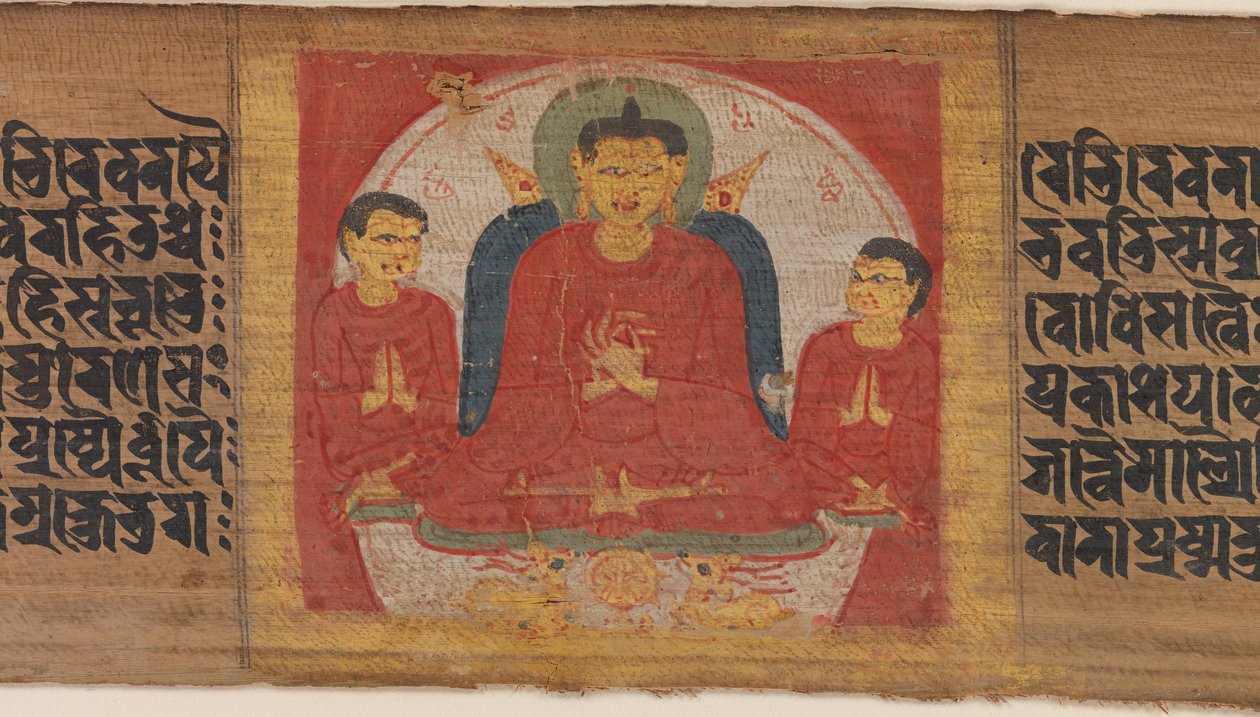 Buddha med sina händer upphöjda i Dharmacakra Mudra..., ca. 1090. av Unbekannt