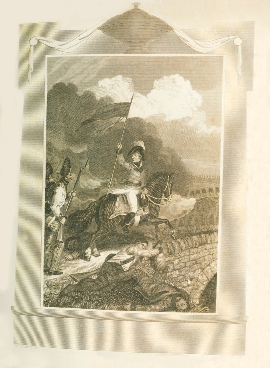 Buonaparte försöker tvinga fram bron i Arcole, 1796, 1816. av Unbekannt