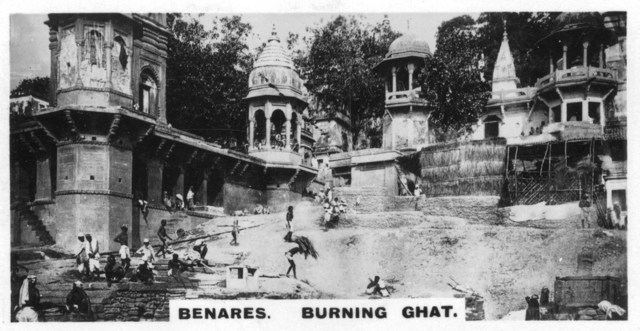 Burning Ghat, Benares, Indien, c1925 av Unbekannt
