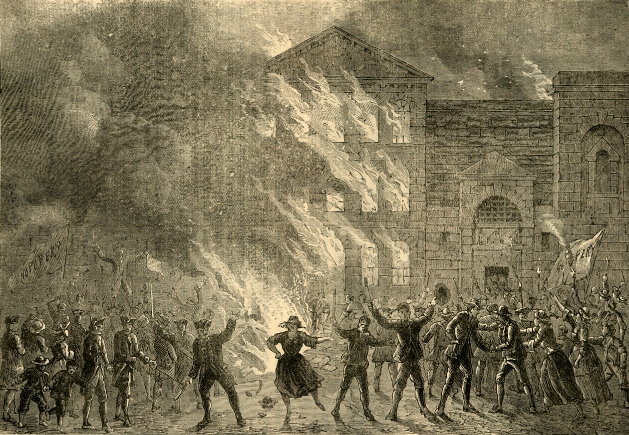 Burning of Newgate, 1780, c1872. av Unbekannt