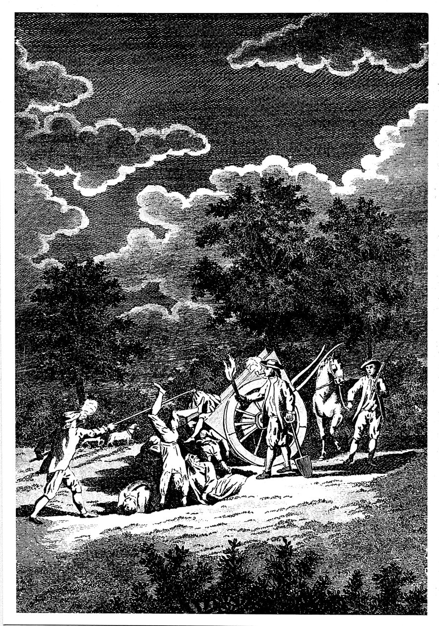 Begraver offren för pesten i London på natten i flera gravar, 1665 av Unbekannt