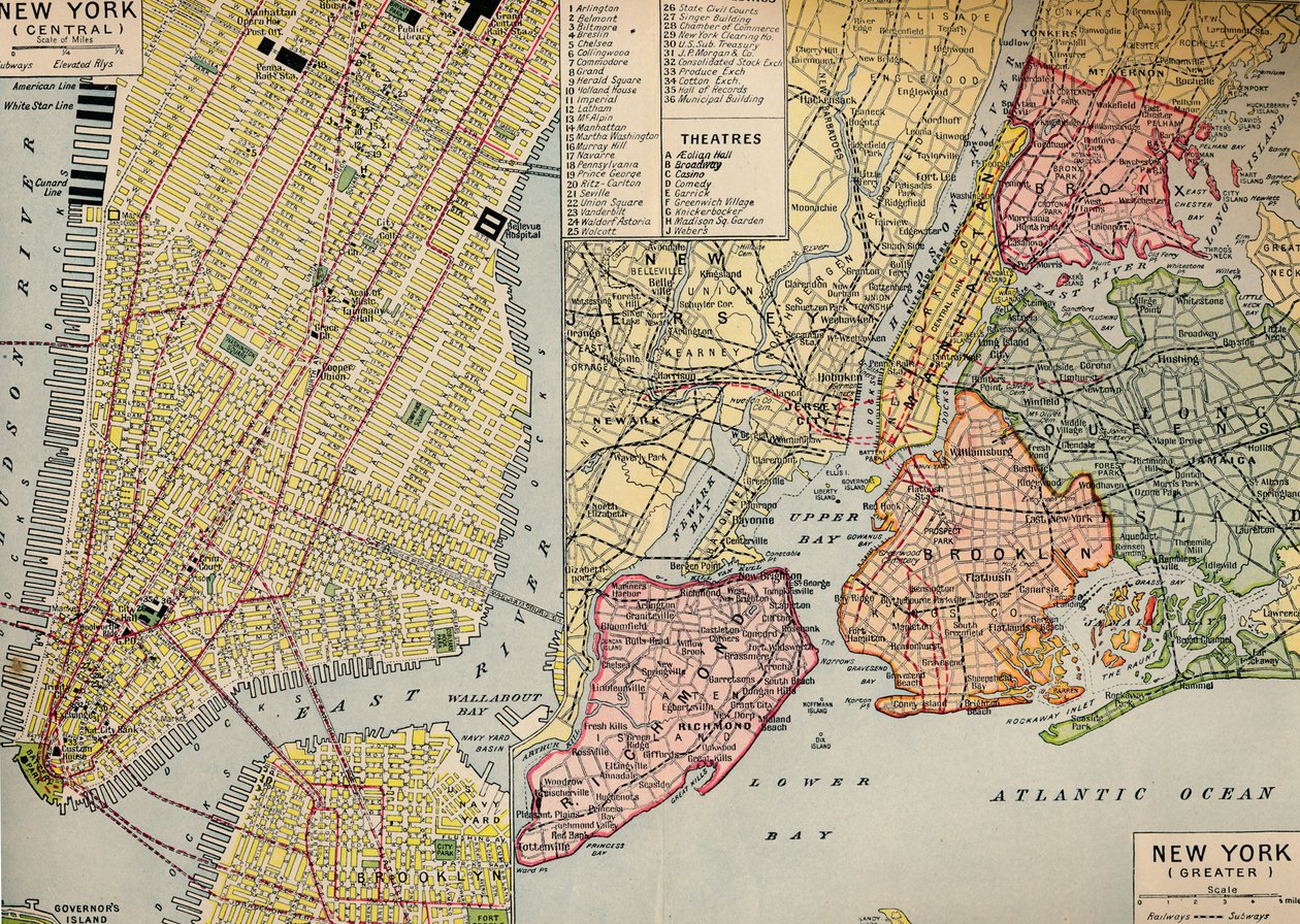 Business Center i New York vid Seaward End av Manhattan med omnejd, c1930-talet av Unbekannt