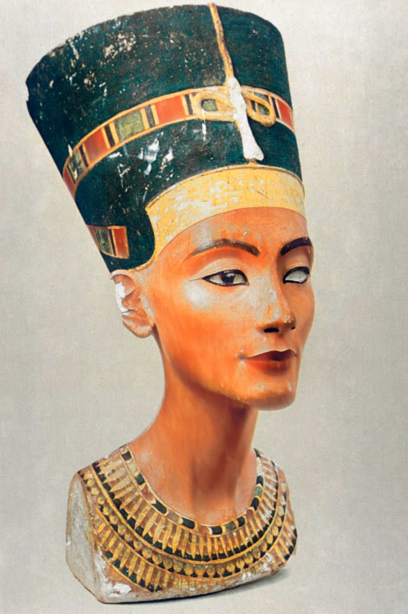 Byst av Nefertiti, drottning och hustru till den fornegyptiske farao Akhenaten Amenhotep IV av Unbekannt