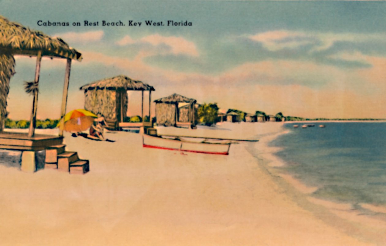 Cabanas på Rest Beach, Key West, Florida, c1940-talet av Unbekannt