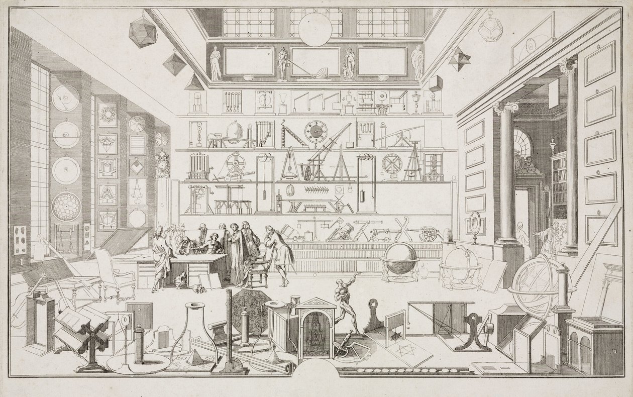 Cabinet de Geometrie de Mr LE CLERC - Forskningscentra The Physical Laboratory of Academie des Sciences, Paris, c 1700 av Unbekannt