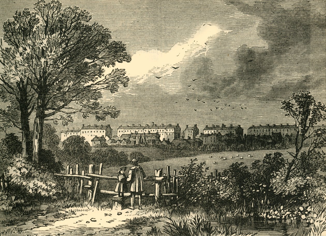 Camden Town, från Hampstead Road, Marylebone, 1780, c1876. av Unbekannt