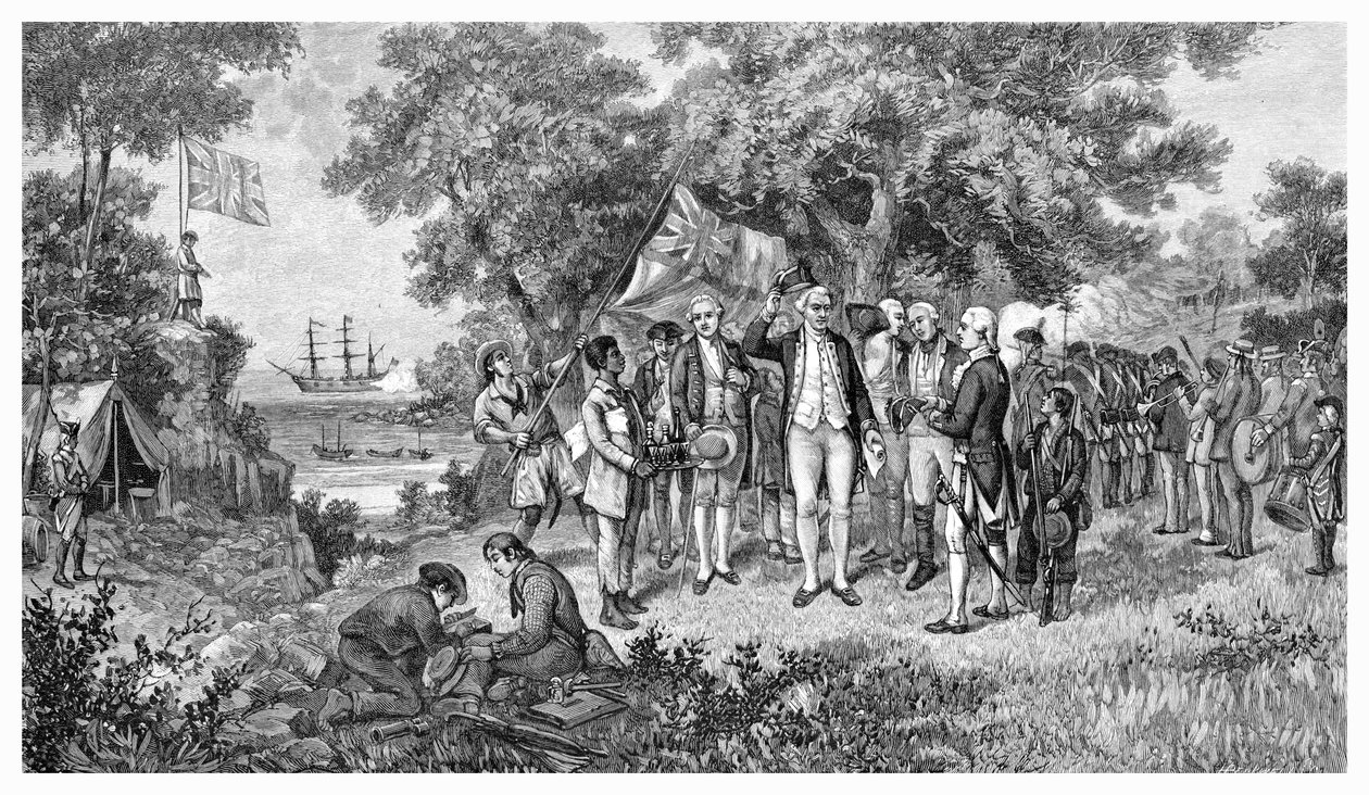 Captain Cook hävdar Botany Bay, New South Wales, Australien, 1770 1886 av Unbekannt