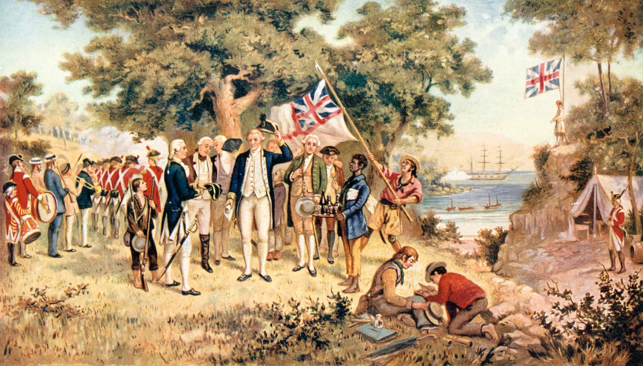Kapten James Cook tog New South Wales i besittning i den brittiska kronans namn, 1770 av Unbekannt