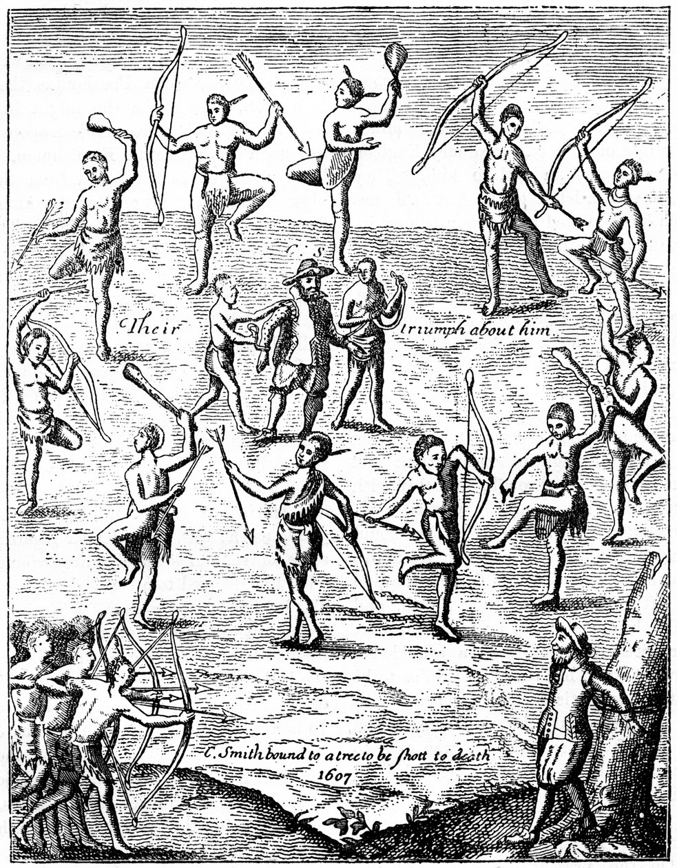 Kapten John Smith tillfångatagen av indianerna, Virgina, 1607 c1880 av Unbekannt