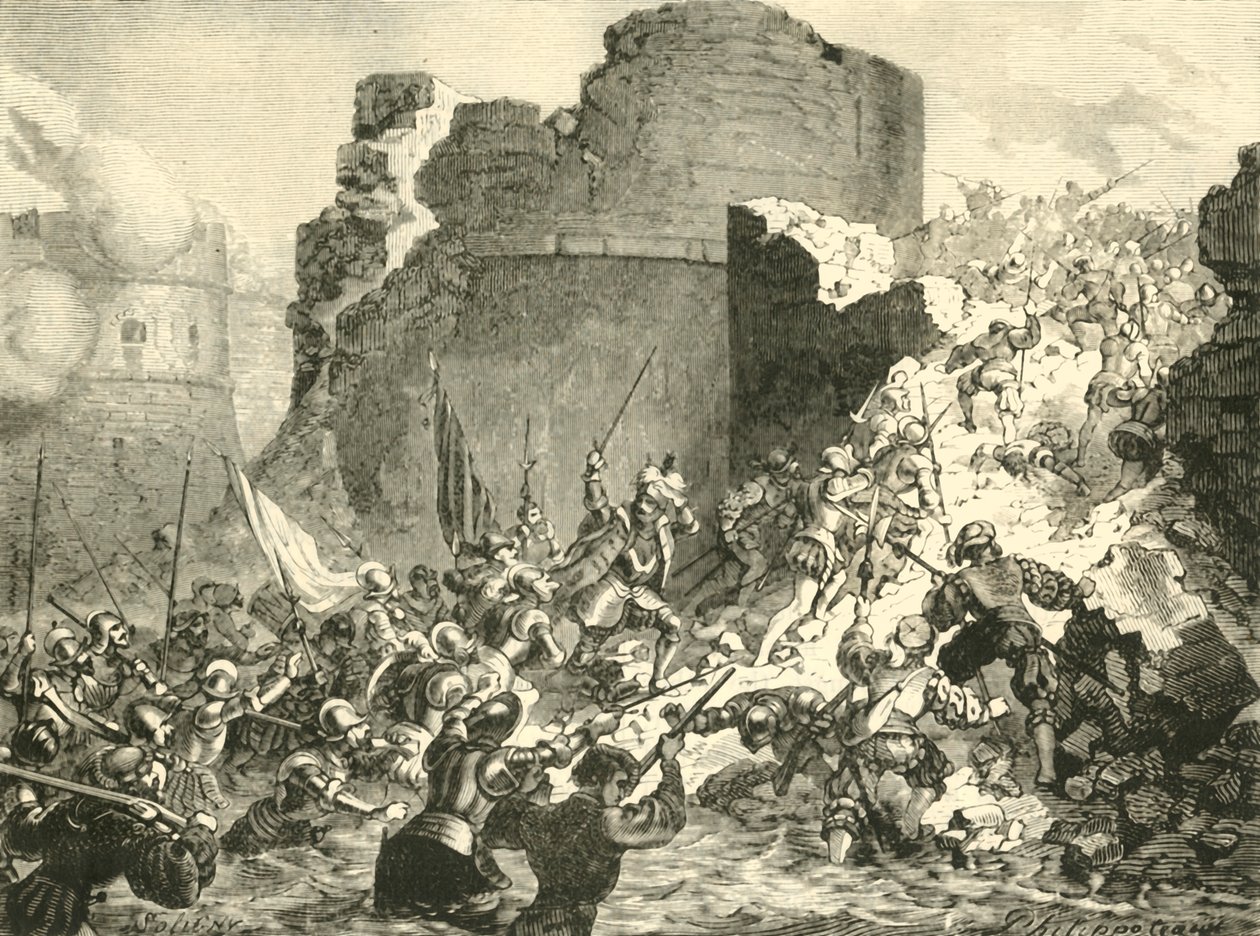 Erövring av Calais av fransmännen under hertigen av Guise, 1558, 1890. av Unbekannt