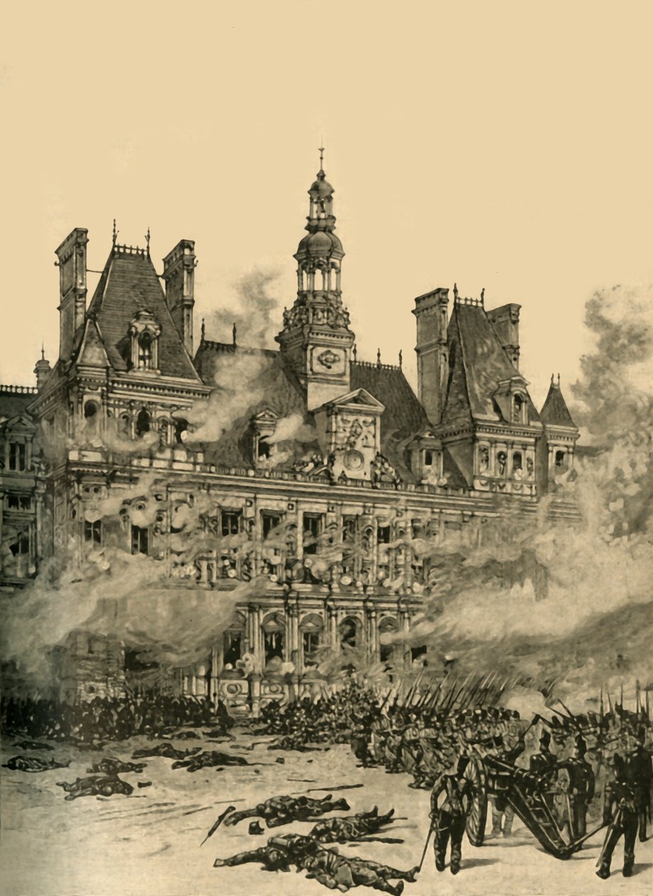 Capture of the Hotel de Ville, Paris, julirevolutionen, 1830 c1890. av Unbekannt