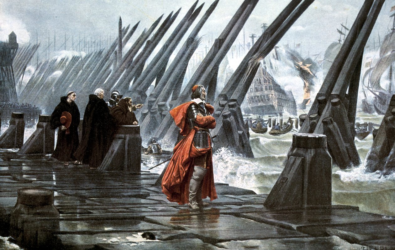 Kardinal Richelieu vid belägringen av La Rochelle, 1628 tidigt 1900-tal av Unbekannt