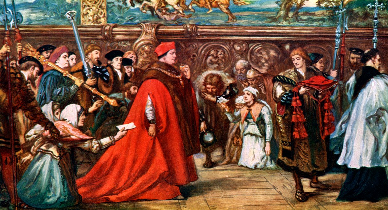 Kardinal Wolsey går i procession till Westminster Hall, 1887, c1920 av Unbekannt