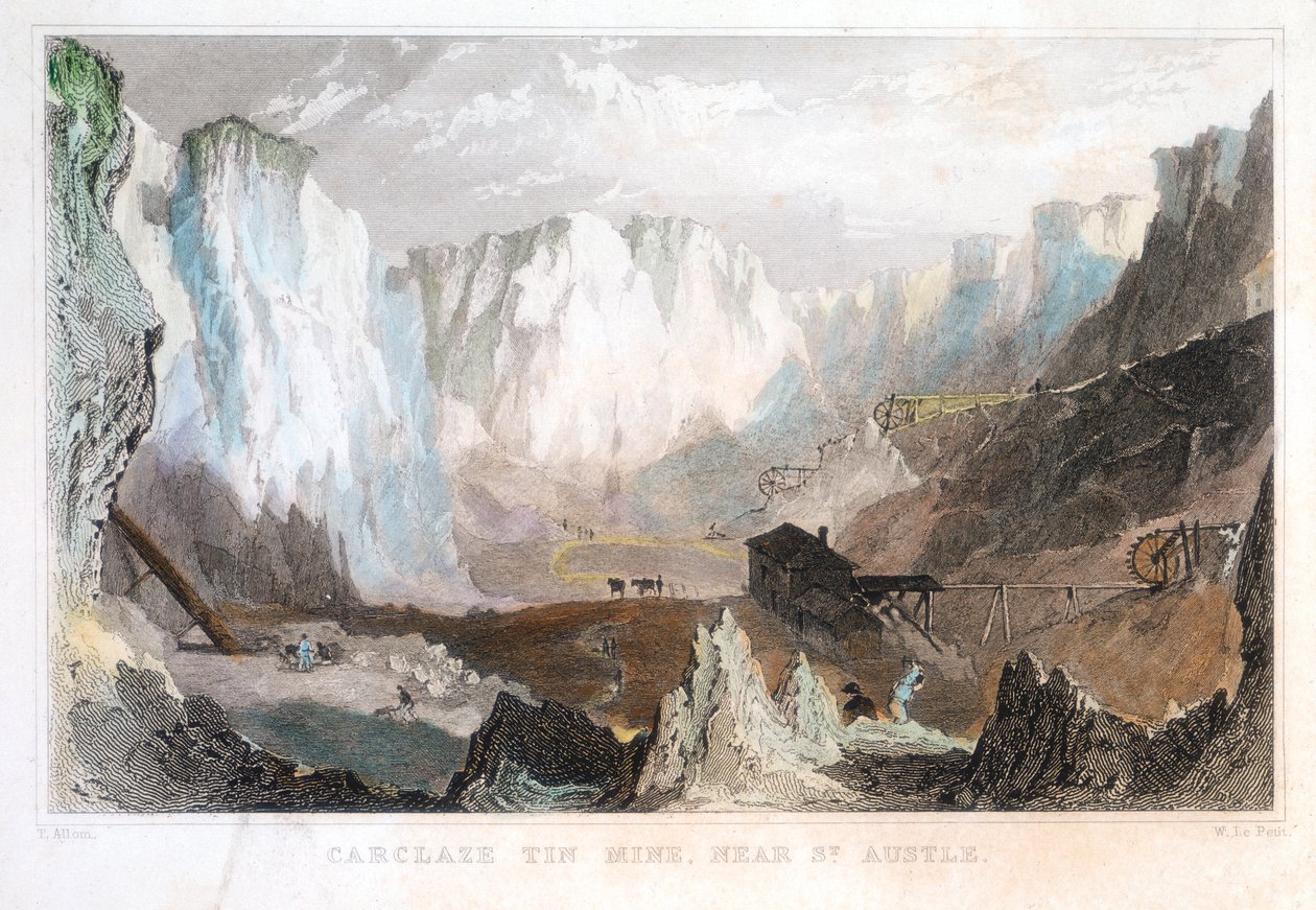 Carglaze tenngruva, nära St Austell, Cornwall, England, c1825, 1837 av Unbekannt