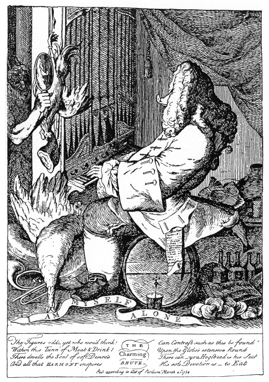 Karikatyr av Georg Friedrich Händel 1685-1759, 1754 av Unbekannt