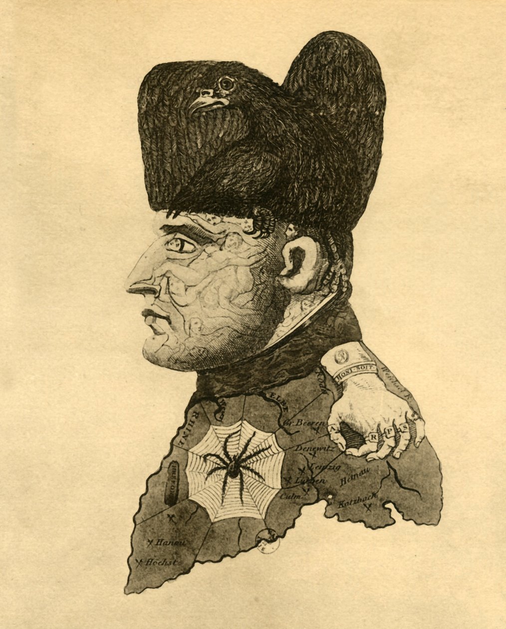 Karikatyr av Napoleon, c1814, 1921. av Unbekannt