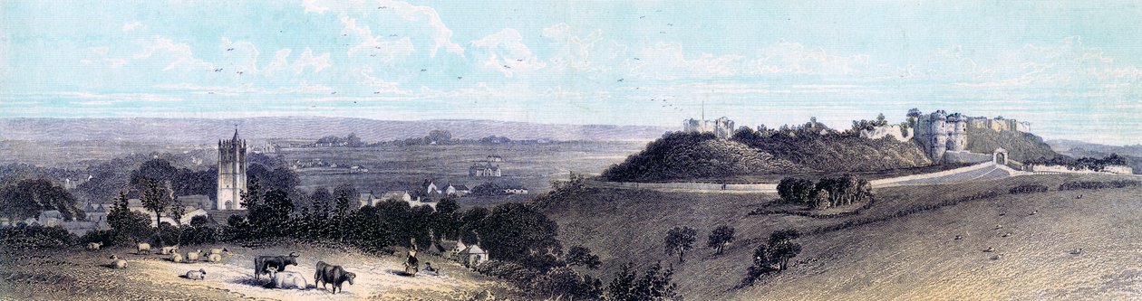 Carisbrooke slott och by, Isle of Wight, 1800-talet av Unbekannt