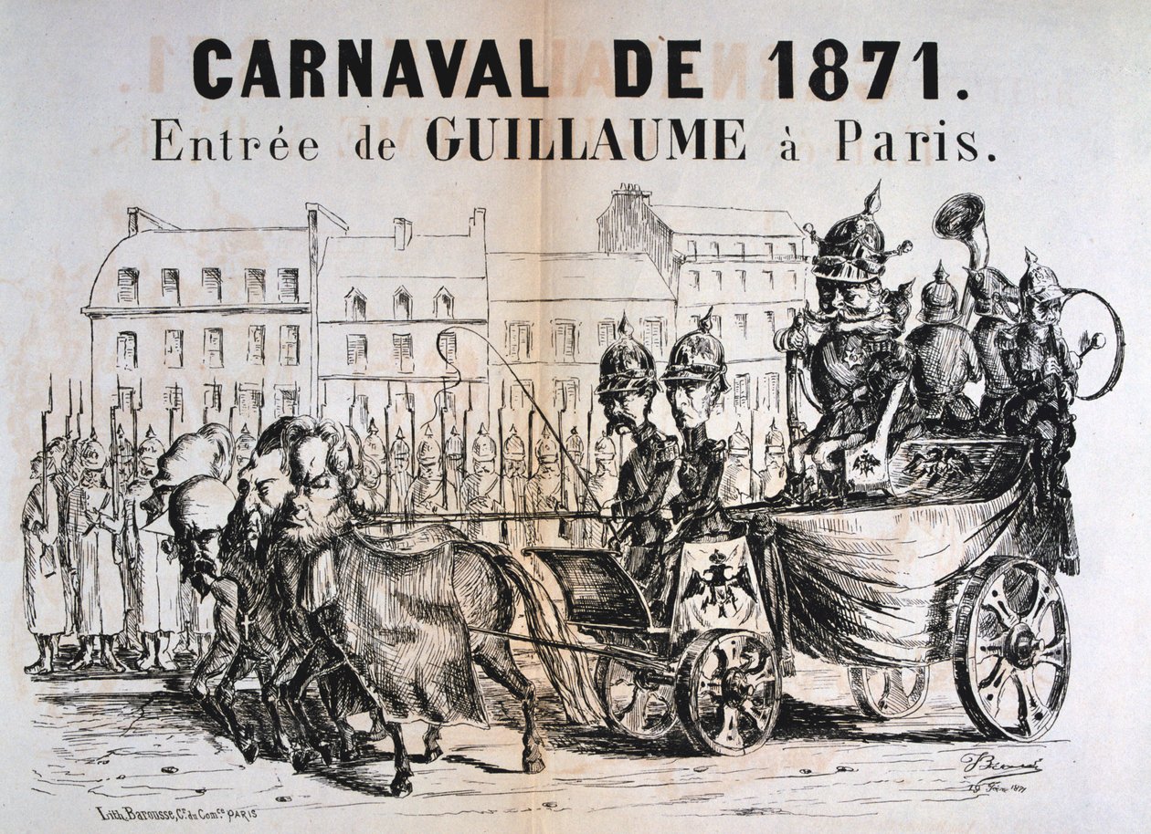 Carnaval de 1871, Wilhelm I av Preussen på väg in i Paris, februari 1871 av Unbekannt