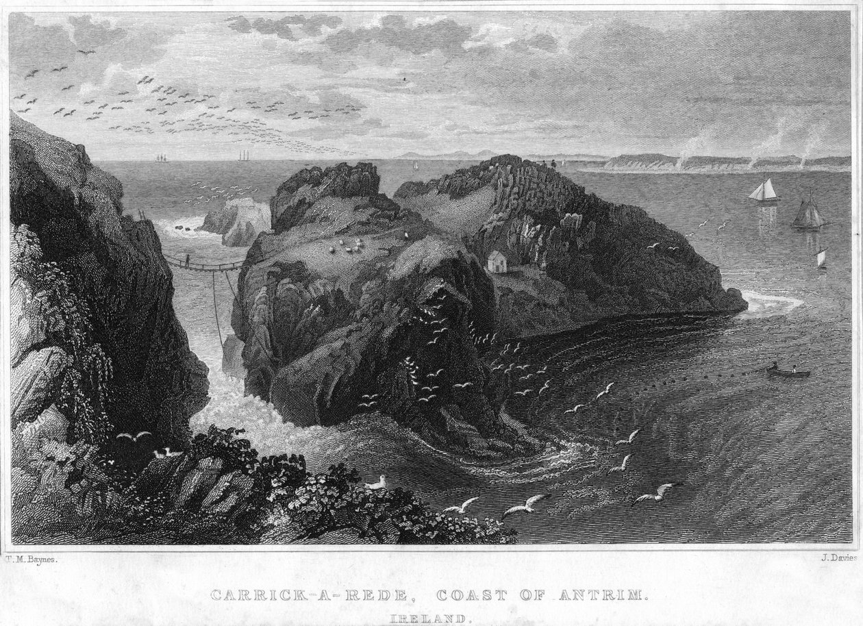 Carrick-A-Rede, Coast of Antrim, Irland, 1800-talet av Unbekannt