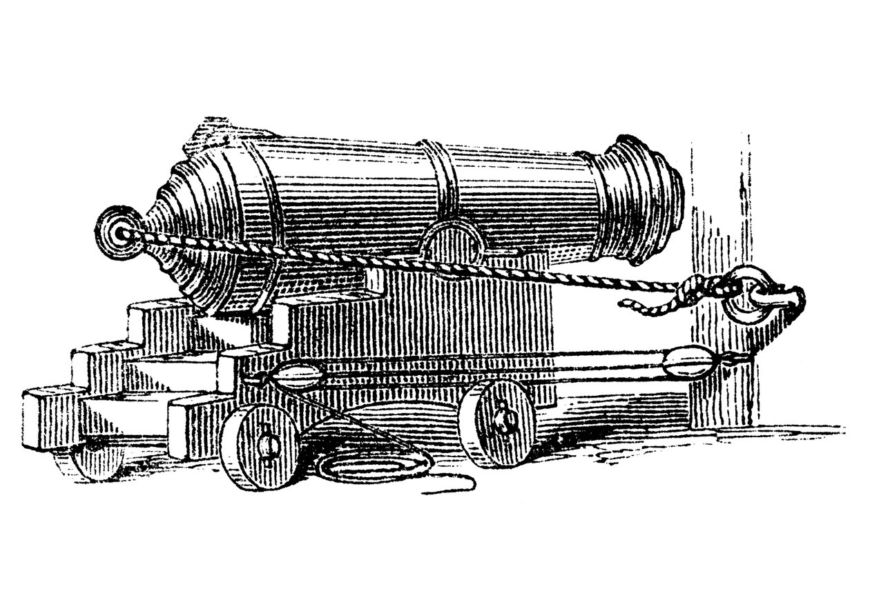 Carronade, kort stycke marin ammunition med stor kaliber kammare, som ett mortel, c1884 av Unbekannt