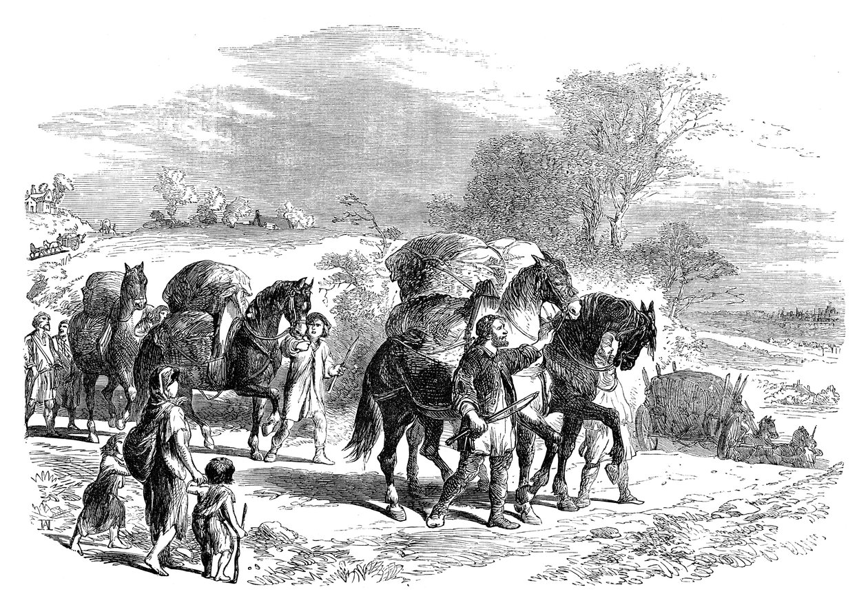 Bär bröd till London på packhästar, c1895 av Unbekannt