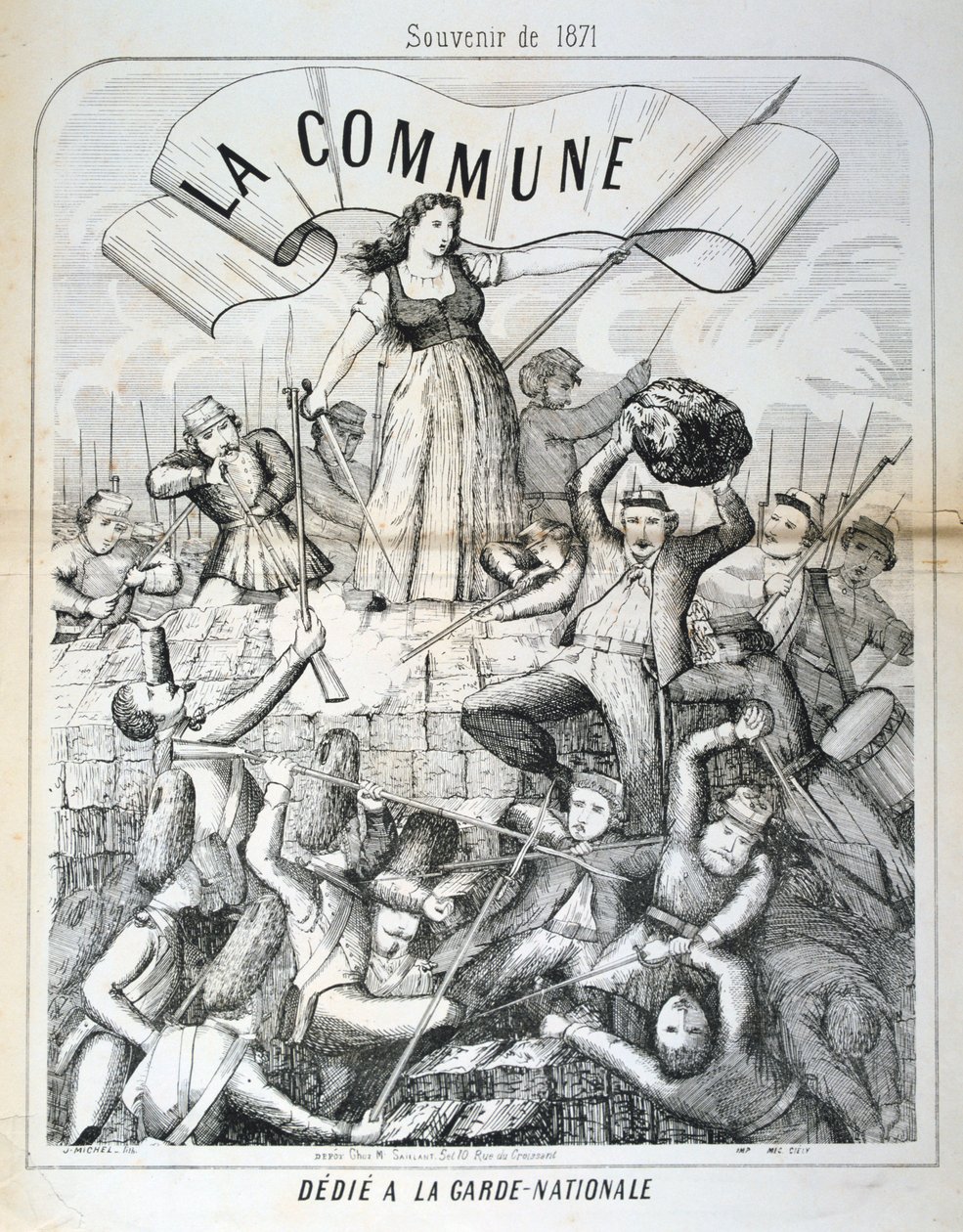 Tecknad serie tillägnad nationalgardet, Paris kommun, 1871 av Unbekannt