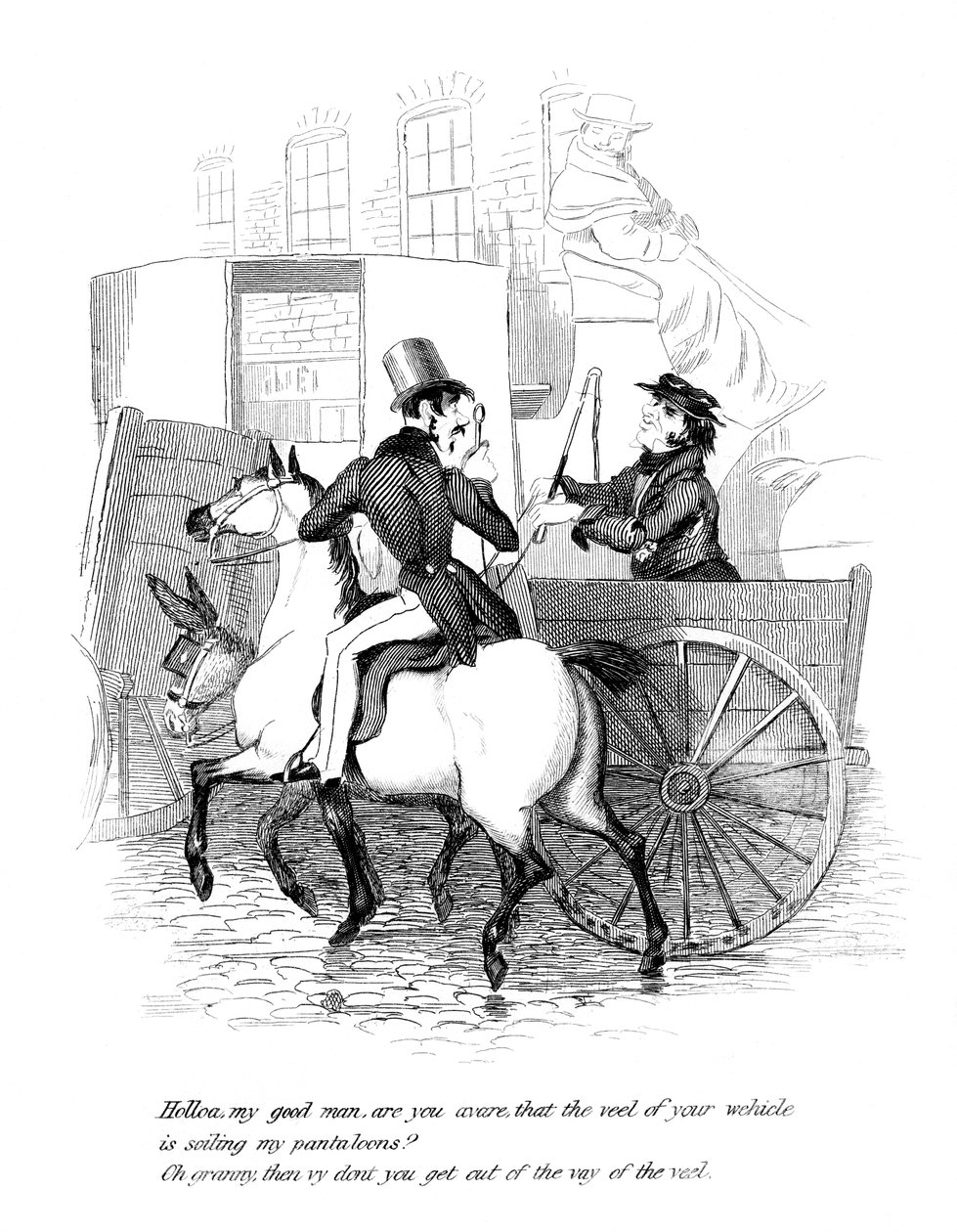 Tecknad serie på ridtema, 1800-talet av Unbekannt