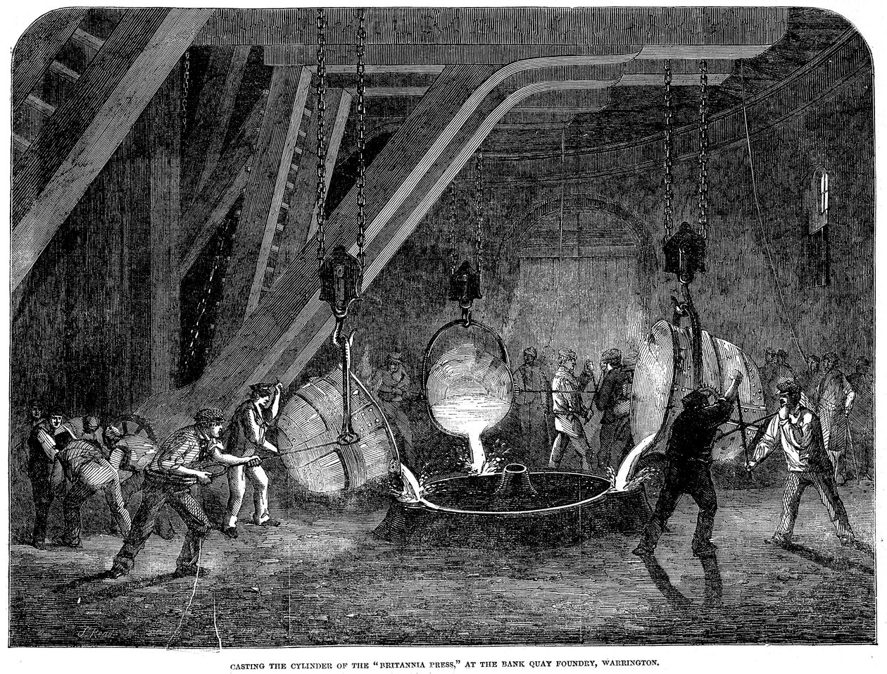 Gjutning av cylindern för Britannia Press vid Bank Quay Foundry, Warrington, 1851 av Unbekannt
