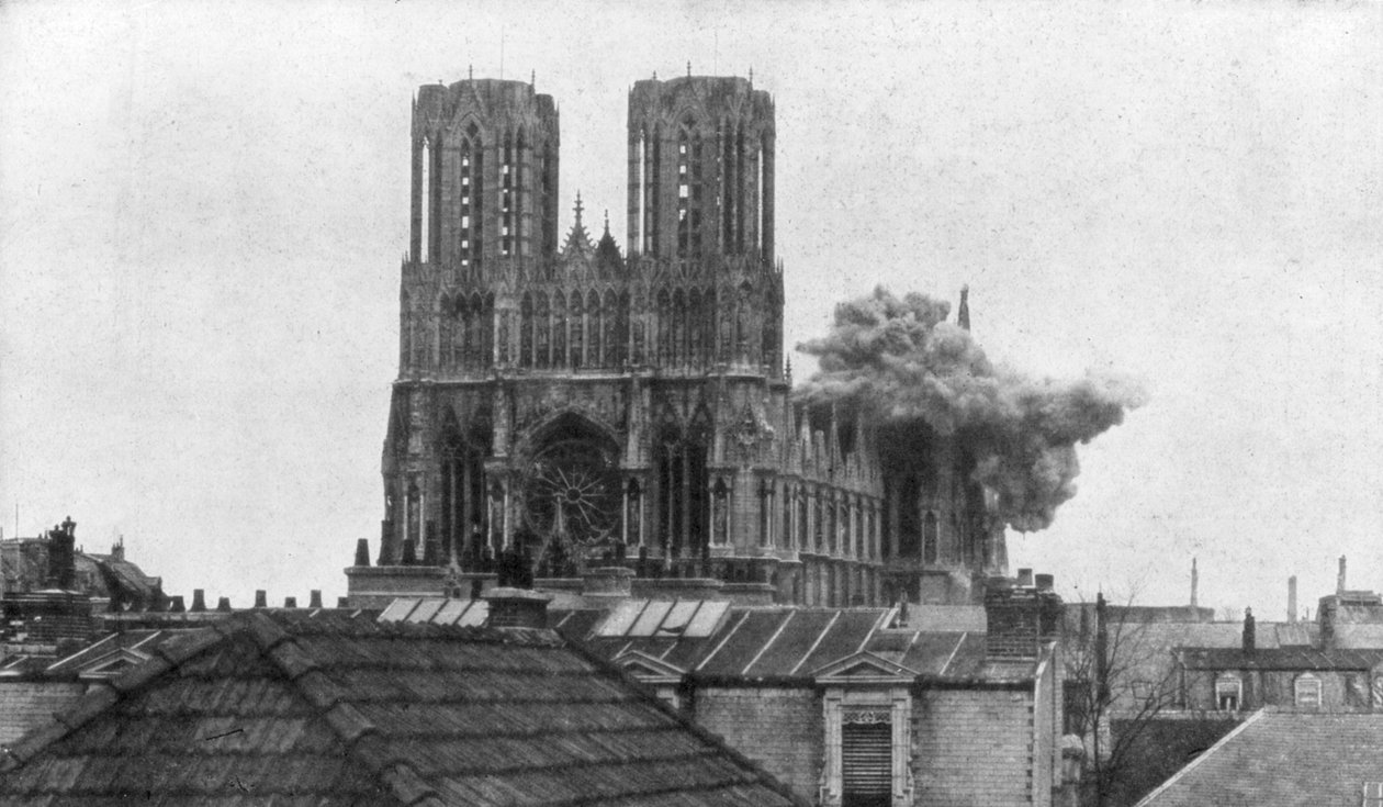 Katedralen i Reims, första världskriget, 19 april 1917 av Unbekannt