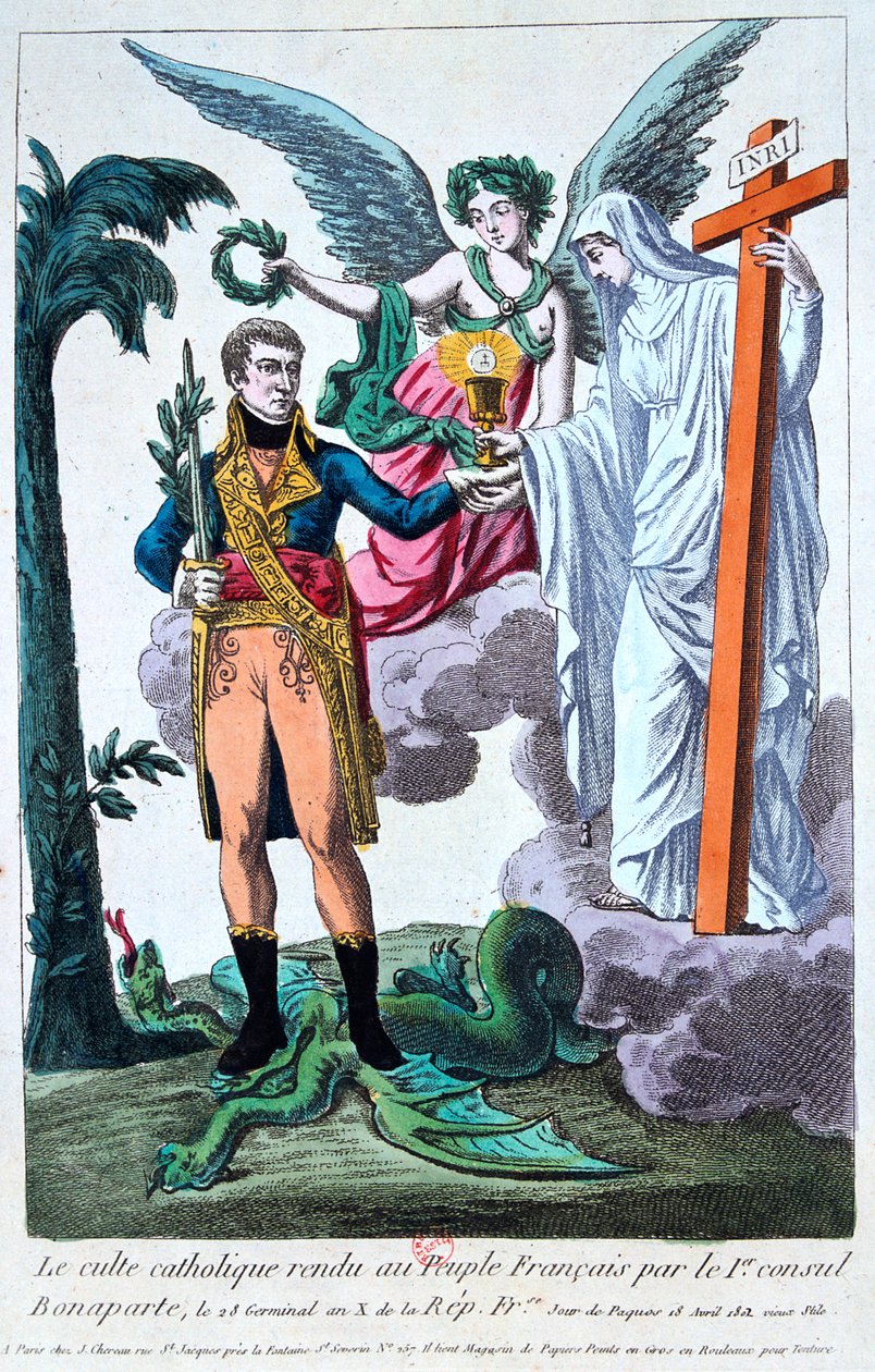 Den katolska tillbedjan återvände till det franska folket av 1:e konsul Bonaparte, 1800-talet av Unbekannt