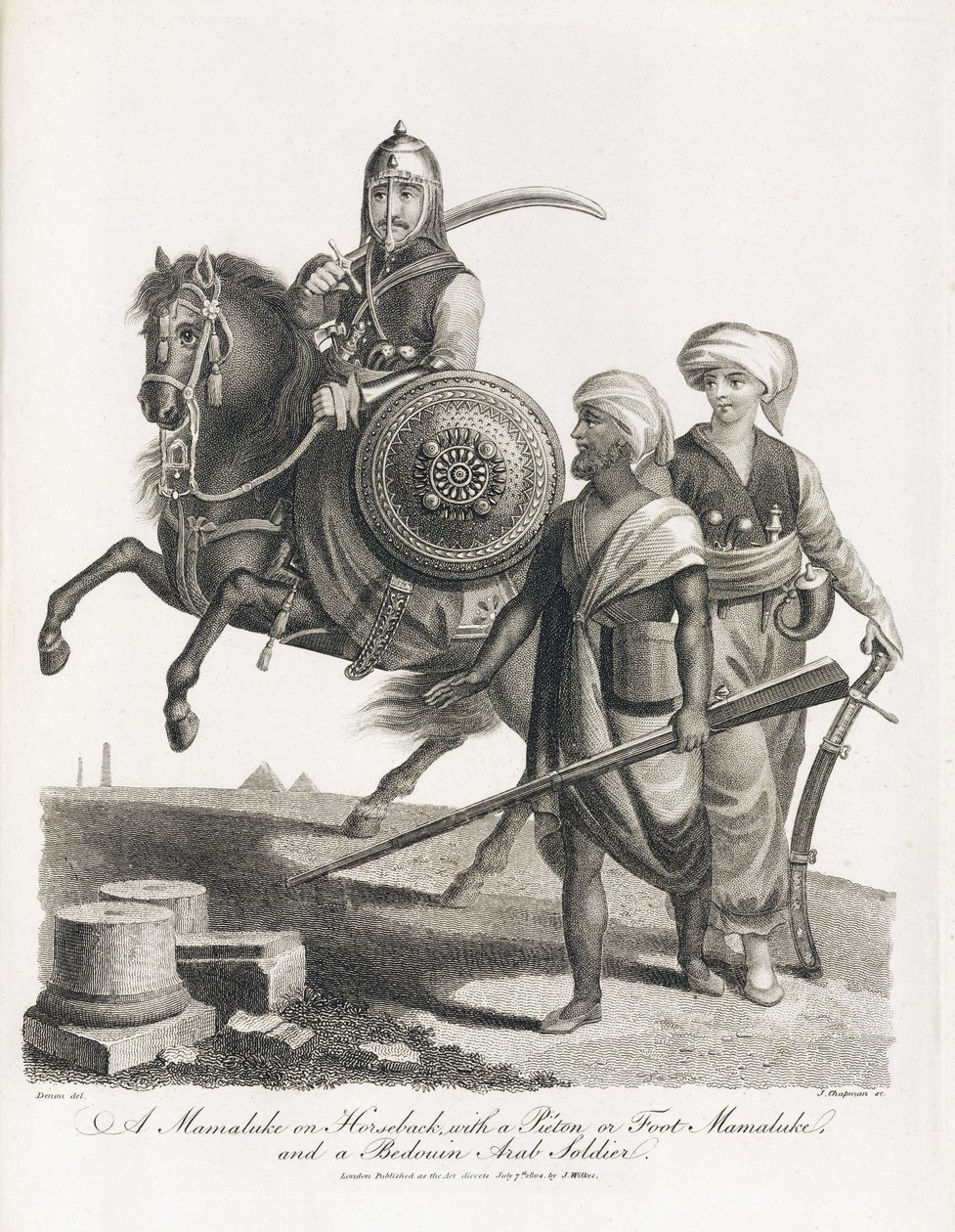 Mamluk-ryttare och soldater från mamlukernas och beduinernas infanteri, 1804 av Unbekannt