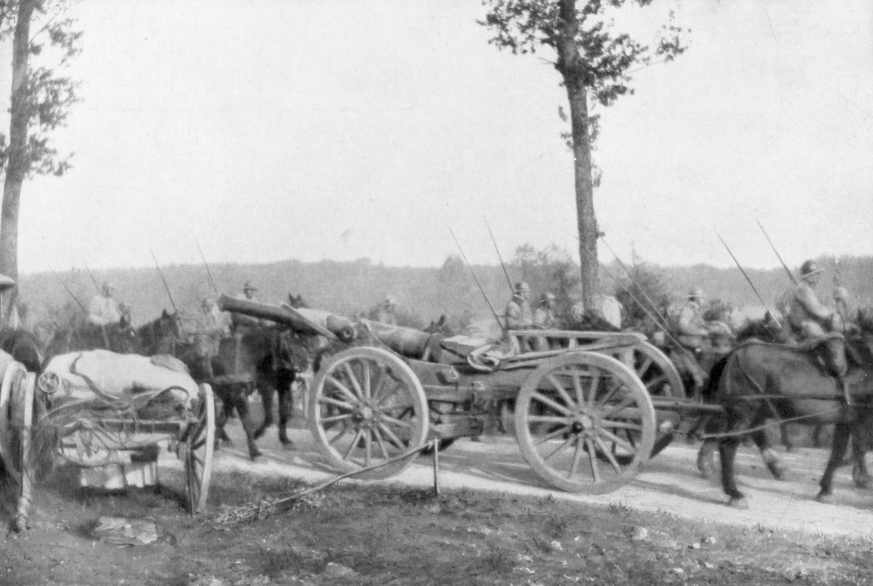 Kavalleri och artilleri av den franska 10:e armén, Villers-Cotterets, Aisne, Frankrike, 1918 av Unbekannt