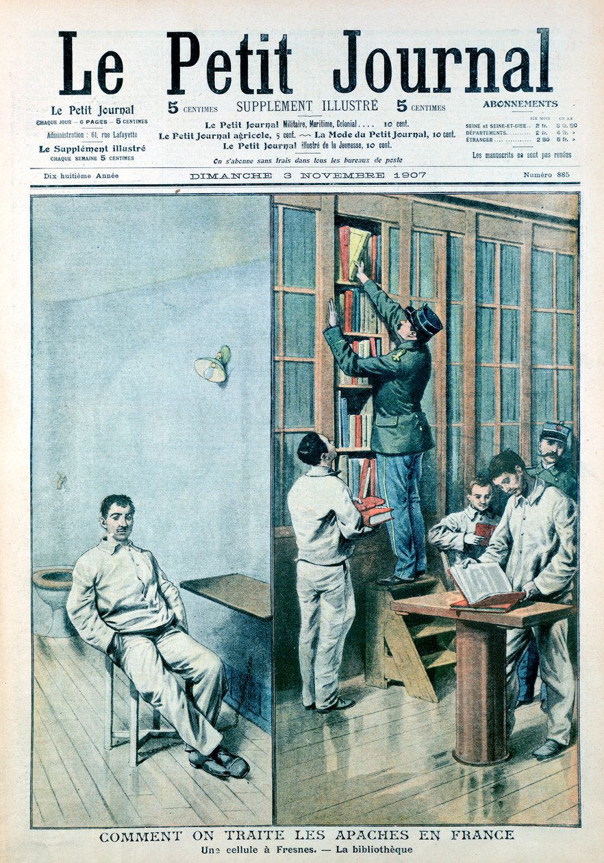Cell och bibliotek vid fängelset i Fresnes, 1907 av Unbekannt