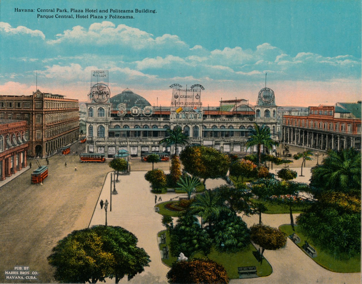 Central Park, Plaza Hotel och Politeama Building, Havanna, Kuba, c1920 av Unbekannt