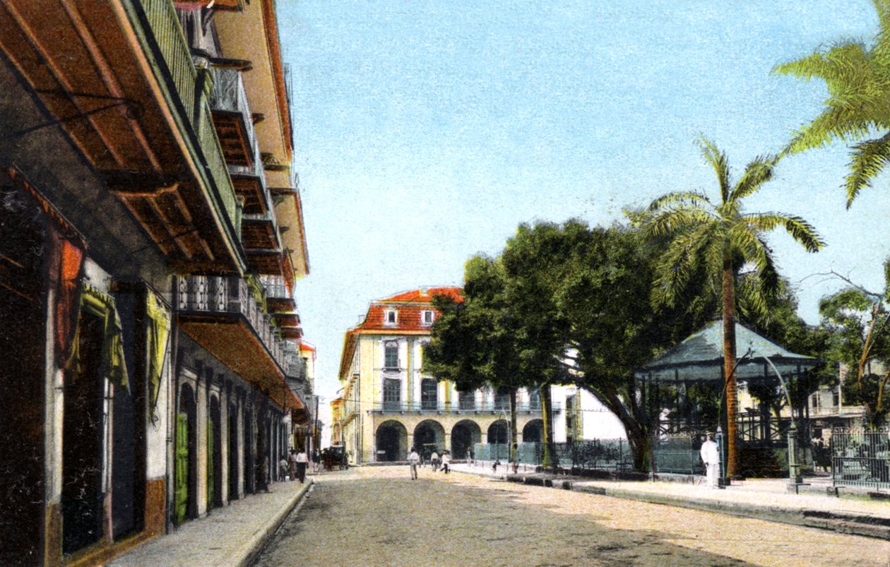 Central Park och kanalbyggnad, Panama City, Panama, c1920-talet av Unbekannt