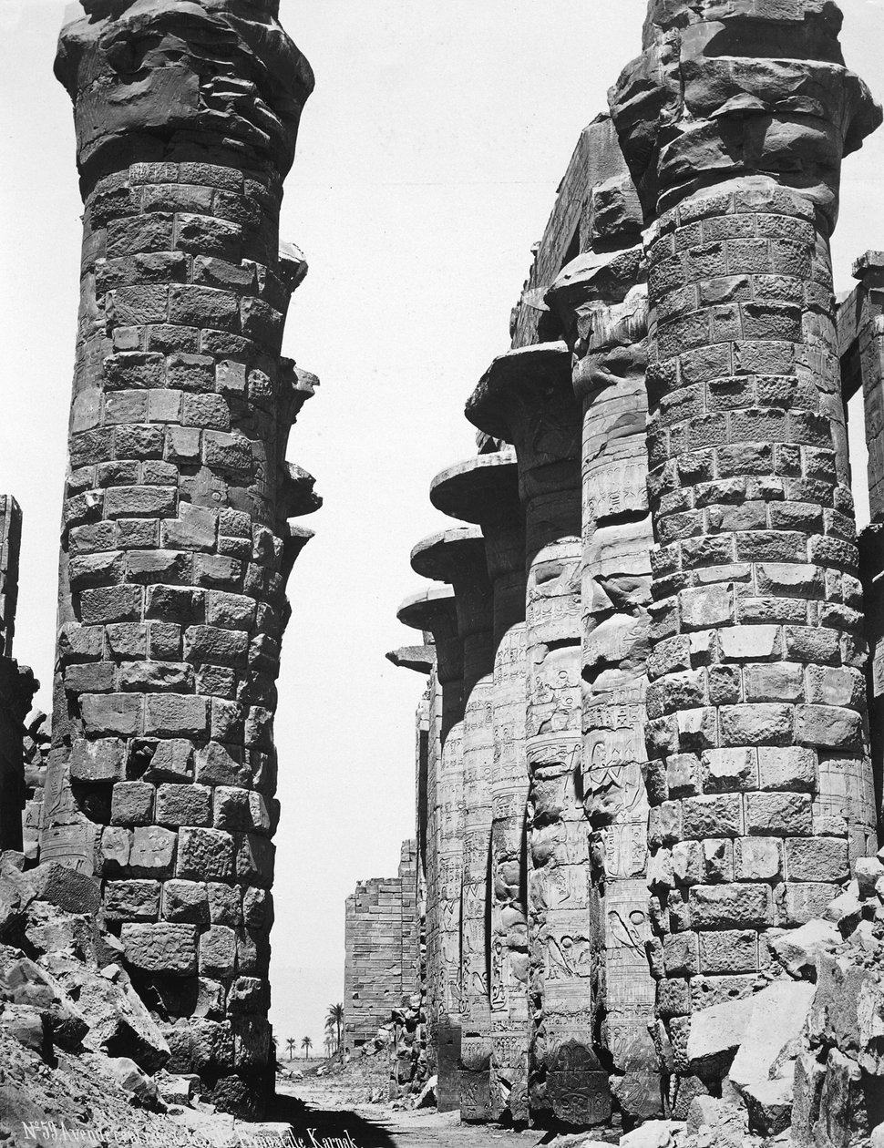 Central gränd av det stora templet i Karnak, Egypten, 1878 av Unbekannt