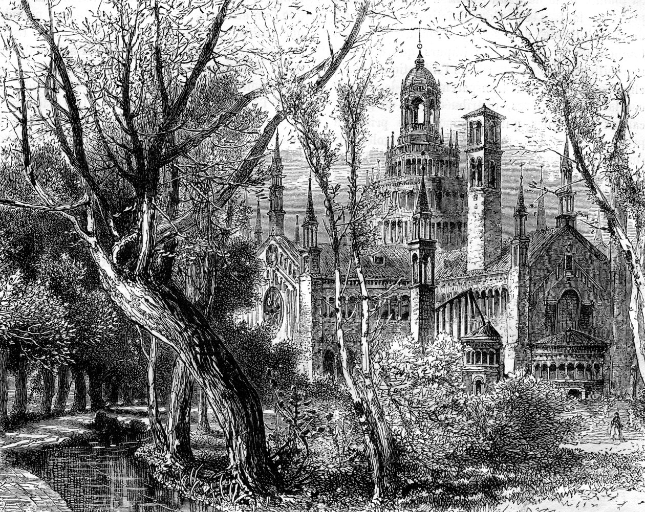 Certosa di Pavia eller Charterhouse of Pavia, Lombardiet, Italien, 1800-talet av Unbekannt